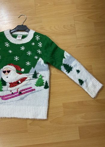 Kız Çocuk Renkli Baskılı Triko Kazak - Görsel 4