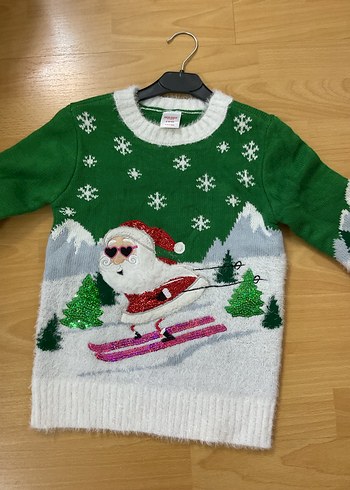 Kız Çocuk Renkli Baskılı Triko Kazak - Görsel 3