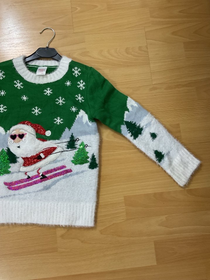 Kız Çocuk Renkli Baskılı Triko Kazak - Görsel 4