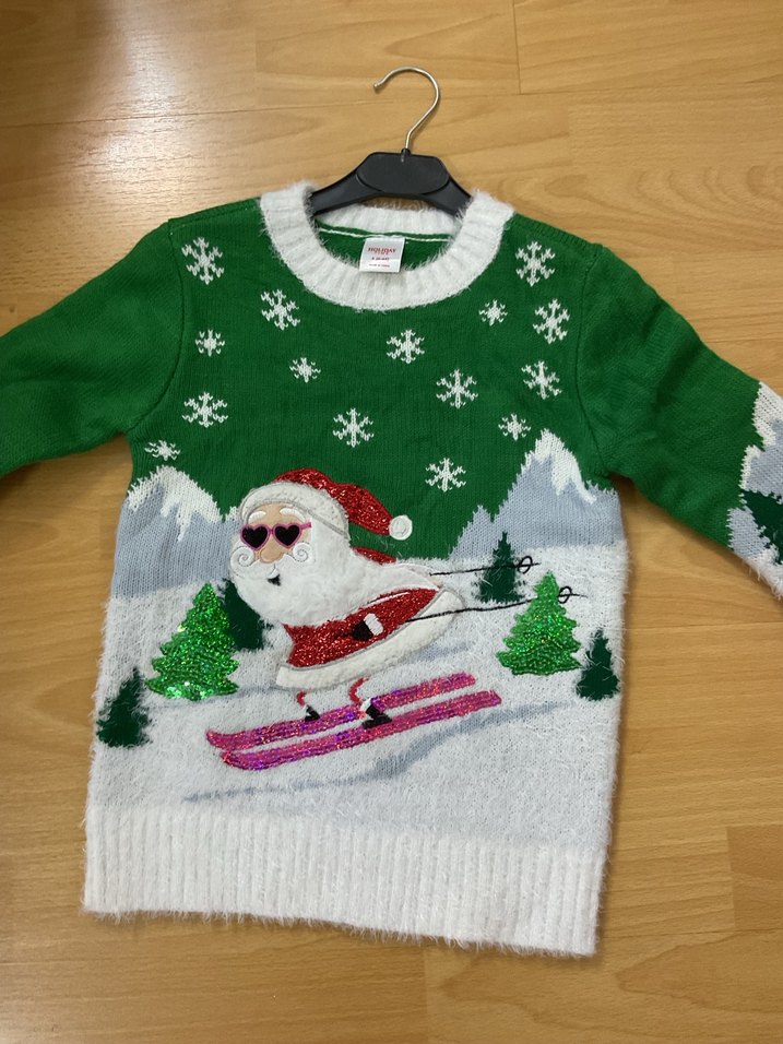 Kız Çocuk Renkli Baskılı Triko Kazak - Görsel 3