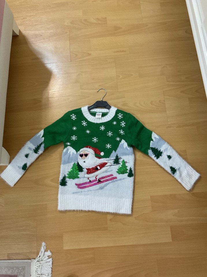 Kız Çocuk Renkli Baskılı Triko Kazak - Görsel 5