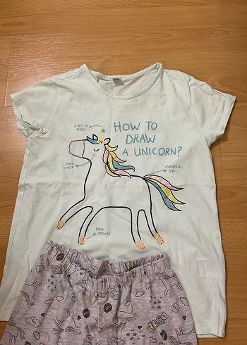 Kızlar için Pamuklu Kısa Kollu Pijama Takımı - Görsel 4