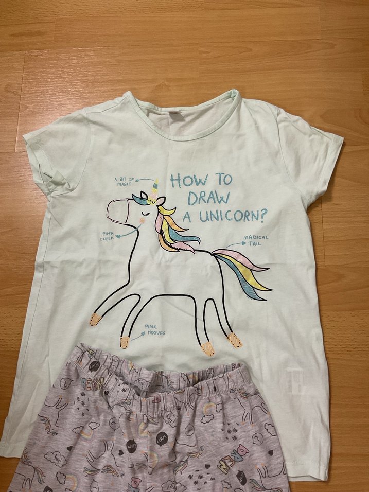 Kızlar için Pamuklu Kısa Kollu Pijama Takımı - Görsel 4