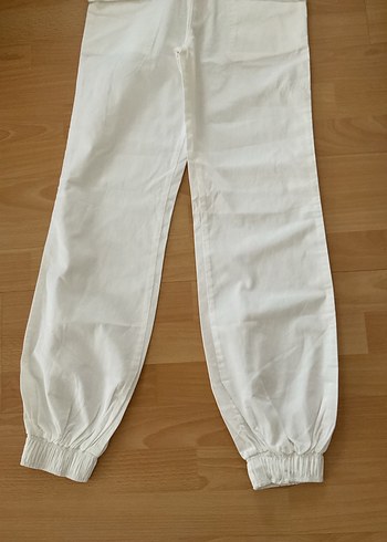 Beyaz Pamuklu Salaş Pantolon - Görsel 5