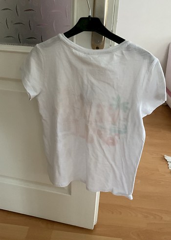 Beyaz Baskılı Kız Çocuk Tişörtü - Görsel 3