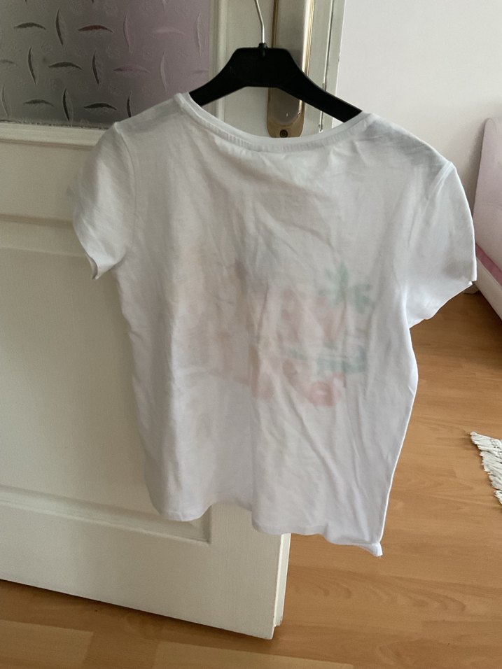 Beyaz Baskılı Kız Çocuk Tişörtü - Görsel 3