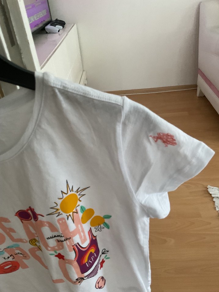 Beyaz Baskılı Kız Çocuk Tişörtü - Görsel 2