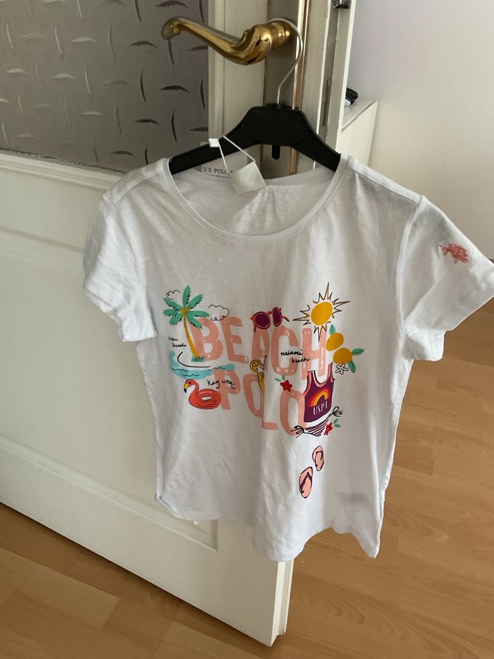 Beyaz Baskılı Kız Çocuk Tişörtü - Görsel 4