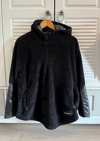 m Beden siyah Renk Siyah Peluş Kapüşonlu Sweat Kadın