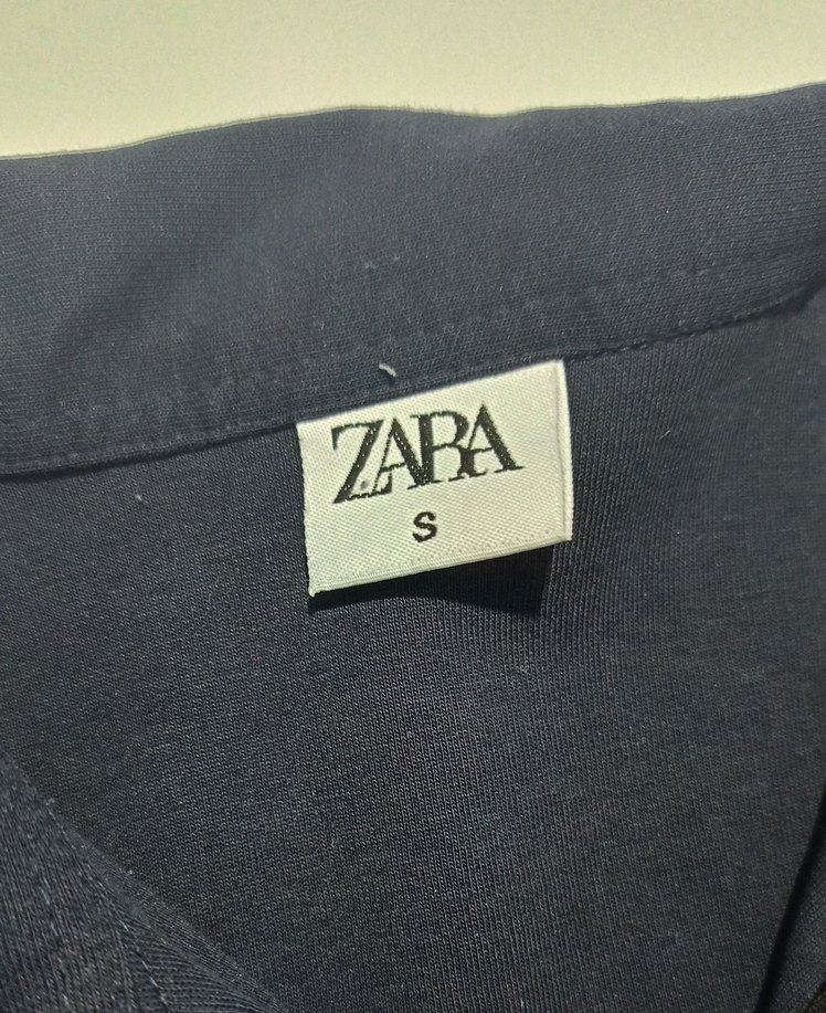 Zara Lacivert Fermuarlı Polo Yaka T-shirt - Görsel 4