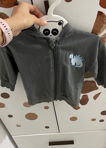 Erkek Çocuk Gri Kapüşonlu Fermuarlı Sweatshirt - Görsel 2