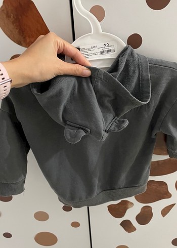 Erkek Çocuk Gri Kapüşonlu Fermuarlı Sweatshirt - Görsel 3