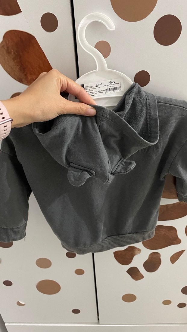 Erkek Çocuk Gri Kapüşonlu Fermuarlı Sweatshirt - Görsel 3