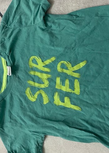 9-12 Ay Beden Erkek Çocuk Yeşil Kısa Kollu Tişört