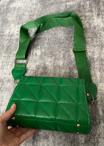 Parlak Yeşil Deri Kadın Çanta - Görsel 6