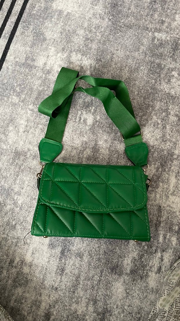 Parlak Yeşil Deri Kadın Çanta - Görsel 2