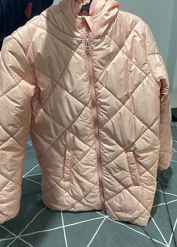 Pembe Uzun Kollu Kışlık Mont - Görsel 5