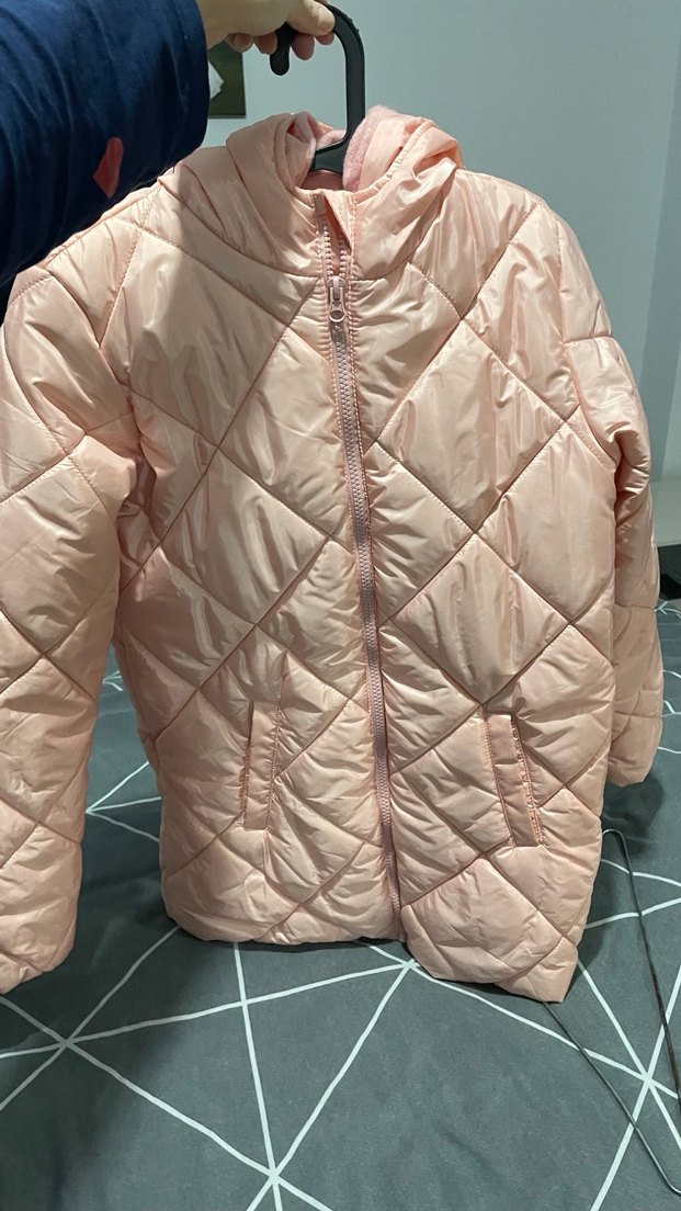 Pembe Uzun Kollu Kışlık Mont - Görsel 5