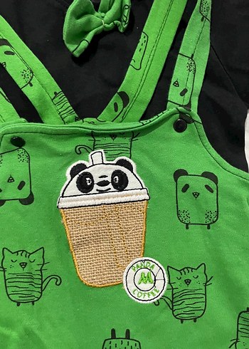 Yeşil Desenli Kısa Kollu Bebek Tulum - Görsel 2