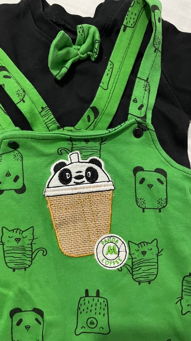 Yeşil Desenli Kısa Kollu Bebek Tulum - Görsel 2