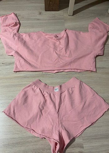 Pembe Salaş Üst ve Şort Takım