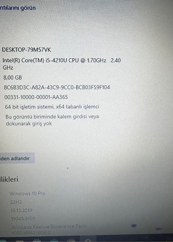 Toshiba Toshiba Dizüstü Bilgisayar