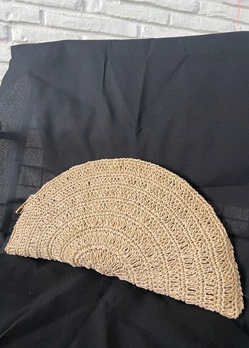 Bej Örgü Bohem Kadın Clutch Çanta