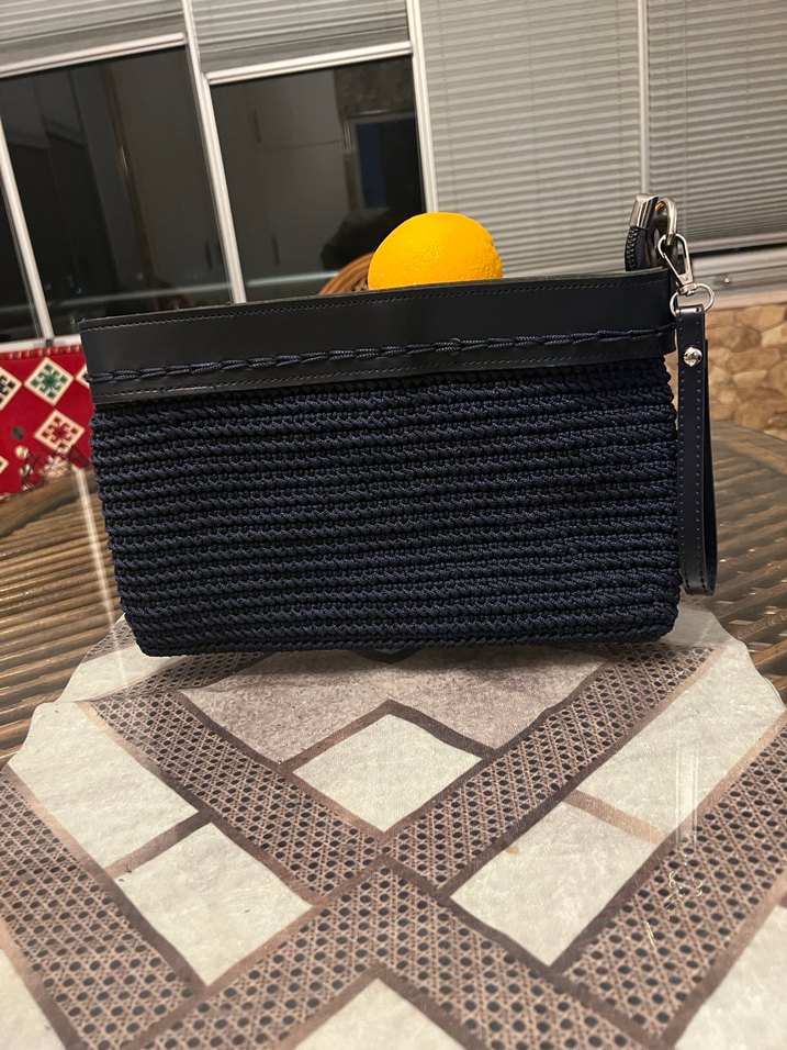 Kadın Siyah Örgü Clutch Çanta - Görsel 4