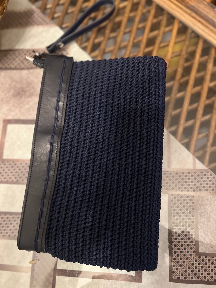 Kadın Siyah Örgü Clutch Çanta - Görsel 2