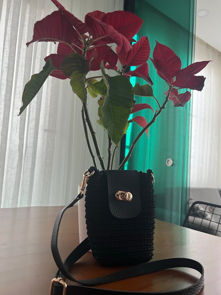 Siyah Örgü Kadın Çapraz Çanta - Görsel 3