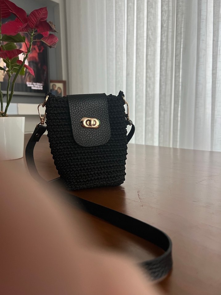 Siyah Örgü Kadın Çapraz Çanta - Görsel 2