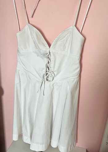 Beyaz Midi Strappy Bohem Elbise - Görsel 2