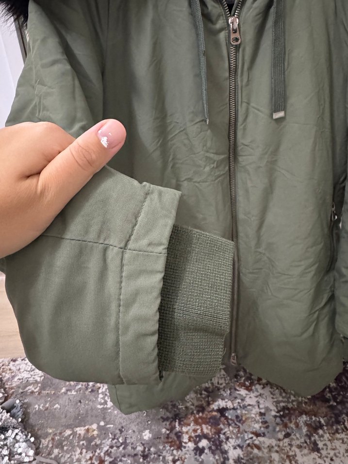 Zara Kürk Detaylı Haki Kadın Kışlık Mont - Görsel 5