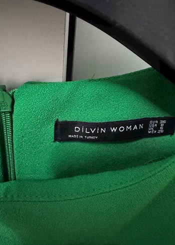 Yeşil Midi Kısa Kollu Salaş Elbise - Görsel 3