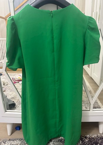 Yeşil Midi Kısa Kollu Salaş Elbise - Görsel 5