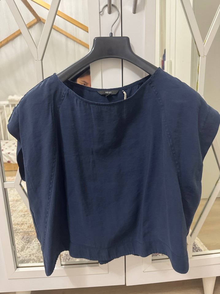 Lacivert Kısa Kollu  Bluz - Görsel 2