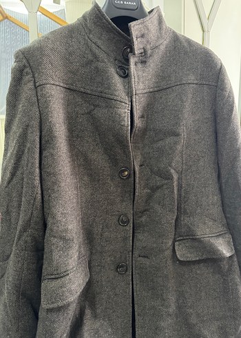 Düğmeli Gri Midi erkek Yün Kaban - Görsel 2