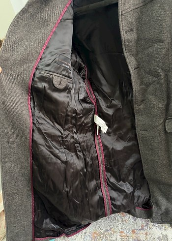 Düğmeli Gri Midi erkek Yün Kaban - Görsel 4