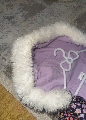 Kürklü Kapüşonlu Desenli Bebek Kız astronot mont - Görsel 6