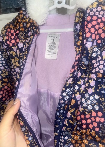 Kürklü Kapüşonlu Desenli Bebek Kız astronot mont - Görsel 4