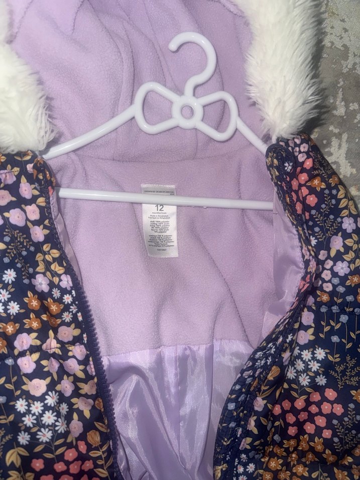 Kürklü Kapüşonlu Desenli Bebek Kız astronot mont - Görsel 5