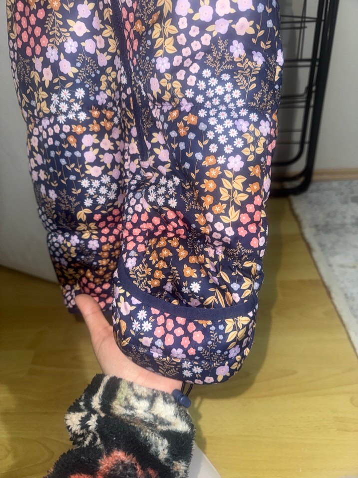 Kürklü Kapüşonlu Desenli Bebek Kız astronot mont - Görsel 3