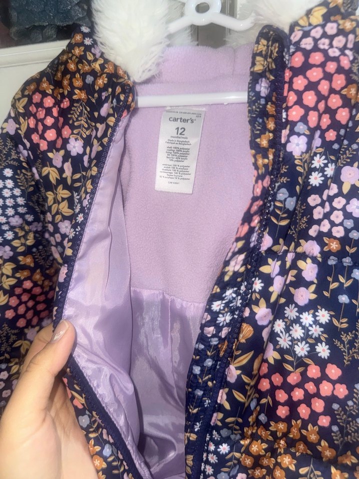 Kürklü Kapüşonlu Desenli Bebek Kız astronot mont - Görsel 4