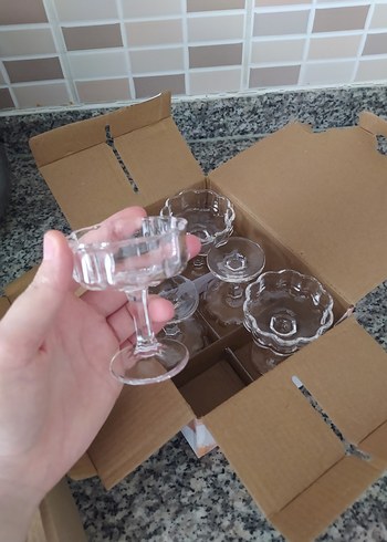 Şeffaf Mini Ayaklı Cam Kase Seti