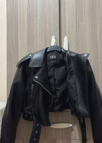 xs Beden Zara Siyah Mini Biker Deri Ceket