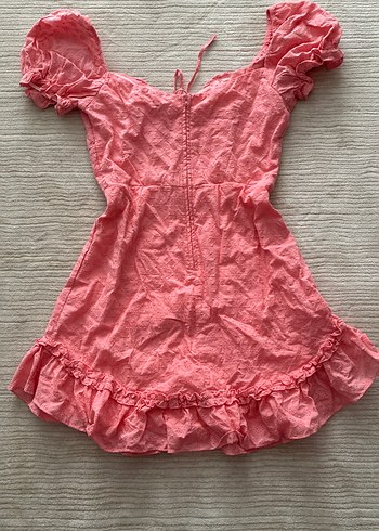 Diğer Kısa Kollu Pembe Bohem Midi Elbise