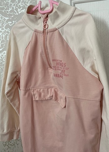 Kız Çocuk Pembe Pamuklu Fermuarlı Sweatshirt - Görsel 2