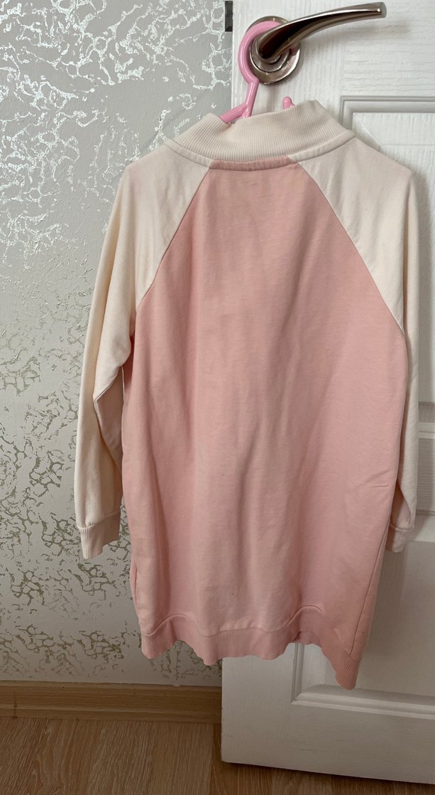 Kız Çocuk Pembe Pamuklu Fermuarlı Sweatshirt - Görsel 4