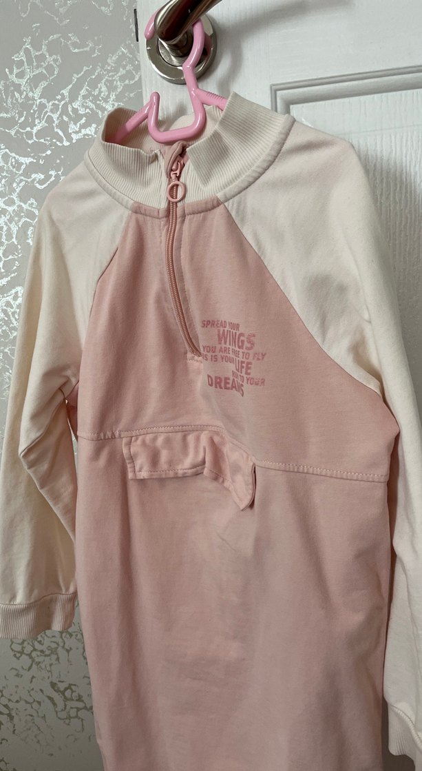 Kız Çocuk Pembe Pamuklu Fermuarlı Sweatshirt - Görsel 2
