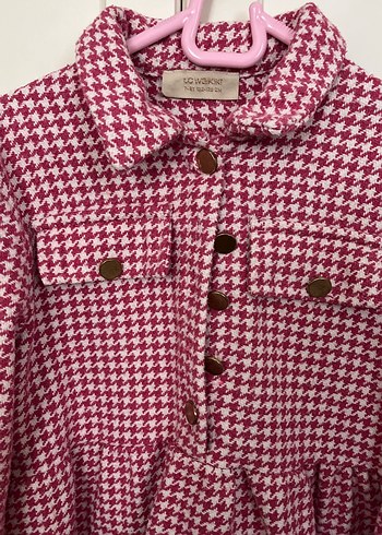 Bordo Düğmeli Uzun Kollu kız çocuk elbise - Görsel 2